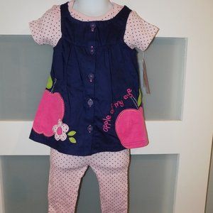 Wishes & Kisses Apple of My Eye 3 PC Outfit Size 12 Months Girls NEW